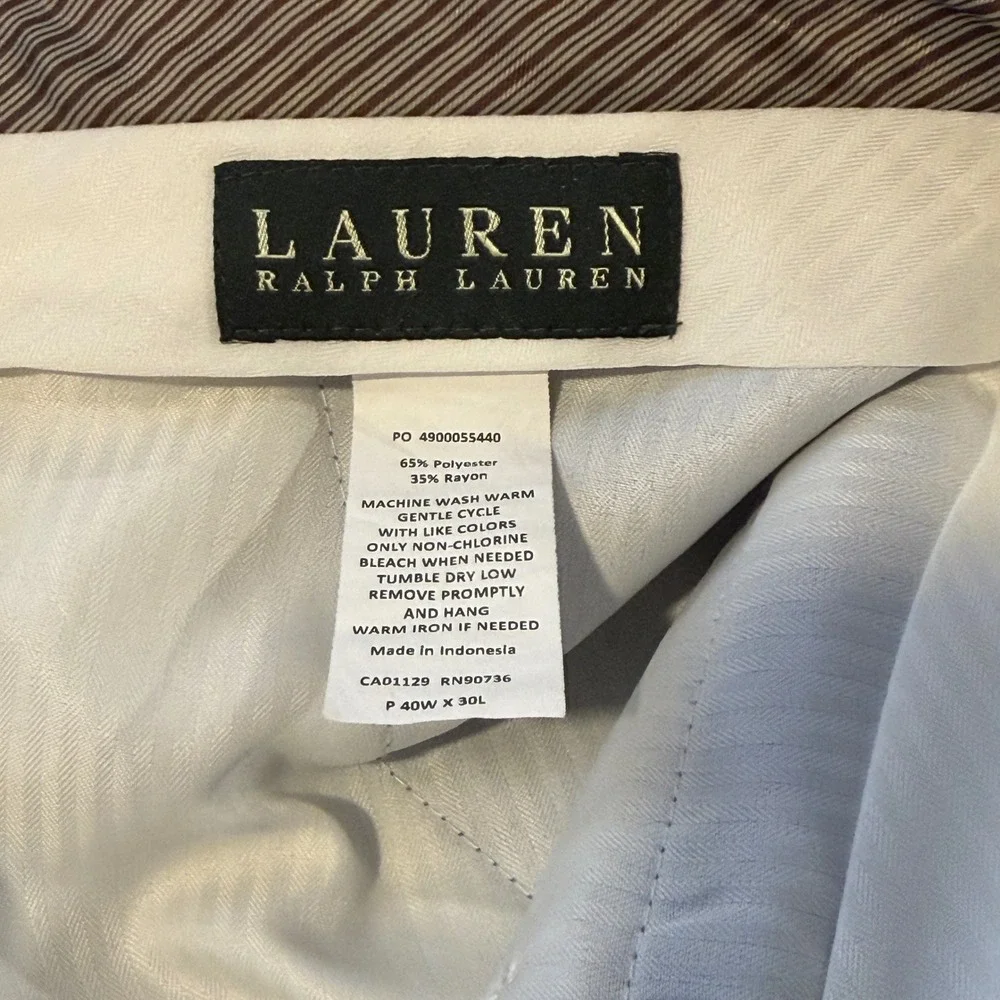 Lauren Ralph Lauren Mens Pleated Dress Pants Blue 43W x 30L‎ Cuffed Trousers